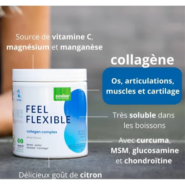Colagen pudră, lămâie, complex articular, peptide active, Feel Flexible 240g