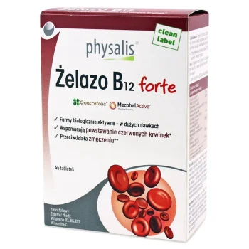 Fier + Vitamina B12 forte, Complex nutritiv, 45 tablete, Physalis
