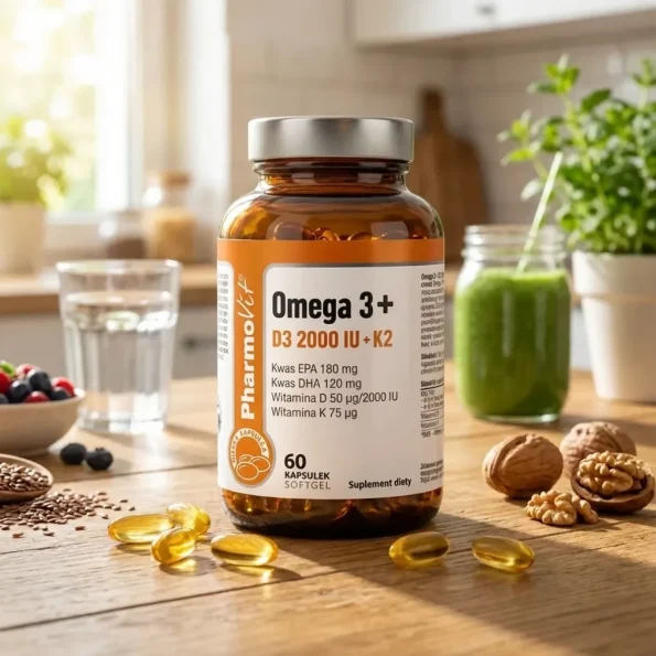 Omega 3 ulei pește EPA DHA cu vitamine D3 K2, Pharmovit, 60 capsule, 1000mg - Proteine & Suplimente alimentare