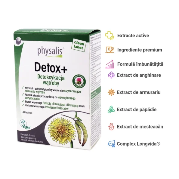Supliment detoxifiere Detox+, Physalis,  30 comprimate