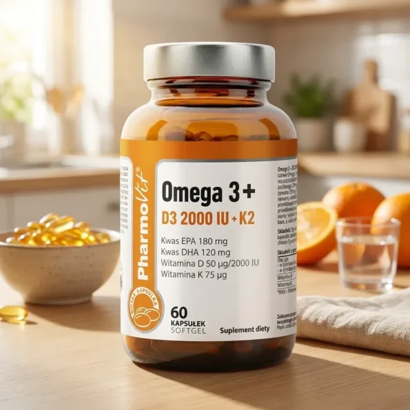 Omega 3 ulei pește EPA DHA cu vitamine D3 K2, Pharmovit, 60 capsule, 1000mg - Proteine & Suplimente alimentare
