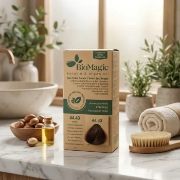 Vopsea de păr maro mahon auriu fără amoniac, BioMagic 44.43 - Vopsea de par