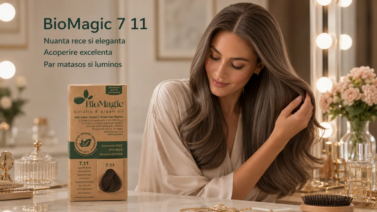 Vopsea de păr fără amoniac blond cenușiu intens BioMagic 7.11 cu keratină și ulei de argan - Vopsea de par