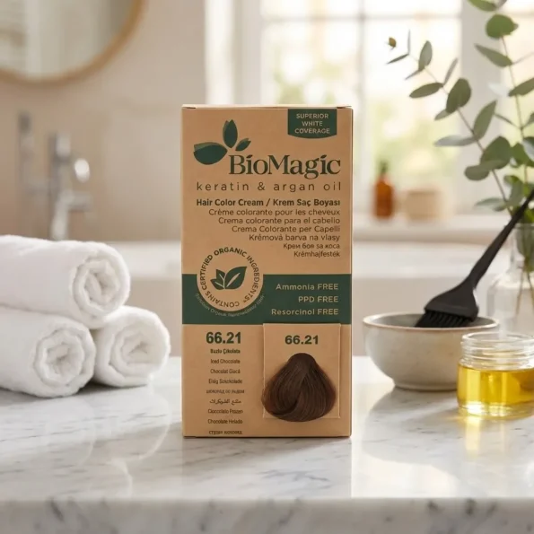 Vopsea de păr ciocolatiu fără amoniac, 60 ml + 90 ml, BioMagic 66.21 - Vopsea de par