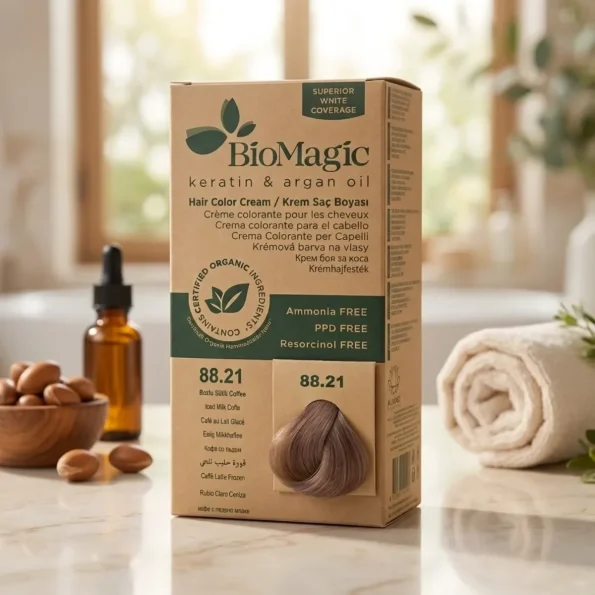 Vopsea de păr fără amoniac iced milk coffee, kit 60 ml + 90 ml, BioMagic 88.21 - Vopsea de par