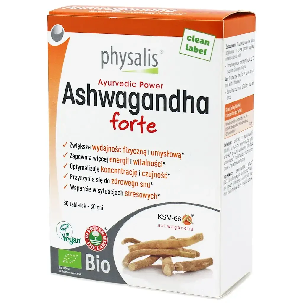 Ashwagandha Forte extract bio, KSM-66 600mg, adaptogen, Physalis, 30 buc