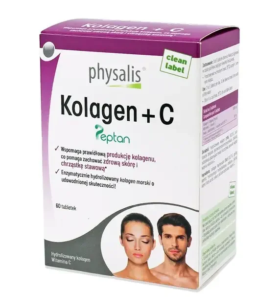 Colagen + Vitamina C 60 tablete, Peptan cartilaje piele, Physalis, 62g