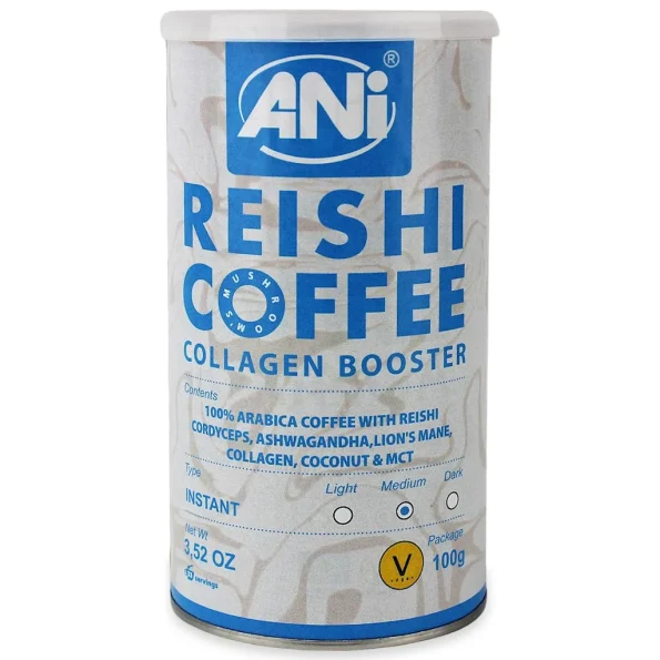 Cafea arabica instant cu Reishi Collagen Booster vegan, ANI, 100g