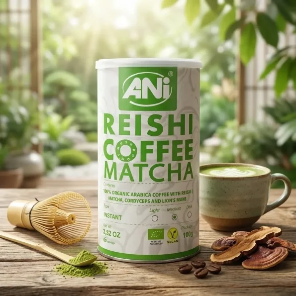 Cafea instant arabica cu reishi și matcha bio, 100 g, ANI