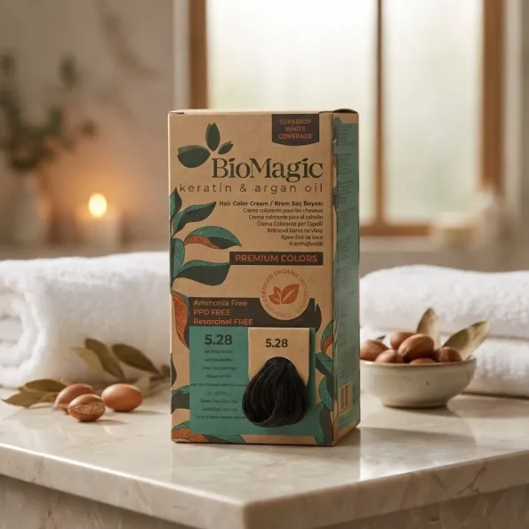 Vopsea de păr castaniu perlat cenușiu fără amoniac 5.28, Biomagic, 170 ml - Vopsea de par