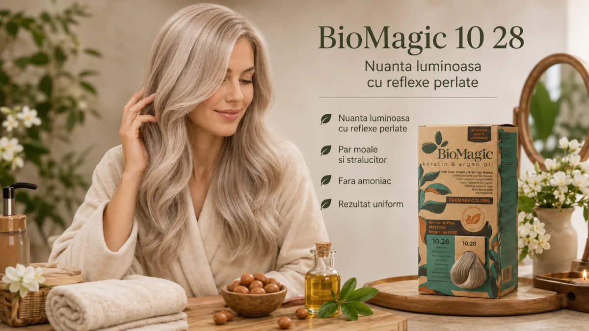 Vopsea de păr fără amoniac blond cenușiu perlat BioMagic 10.28 - Vopsea de par