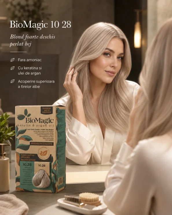 Vopsea de păr fără amoniac blond cenușiu perlat BioMagic 10.28 - Vopsea de par