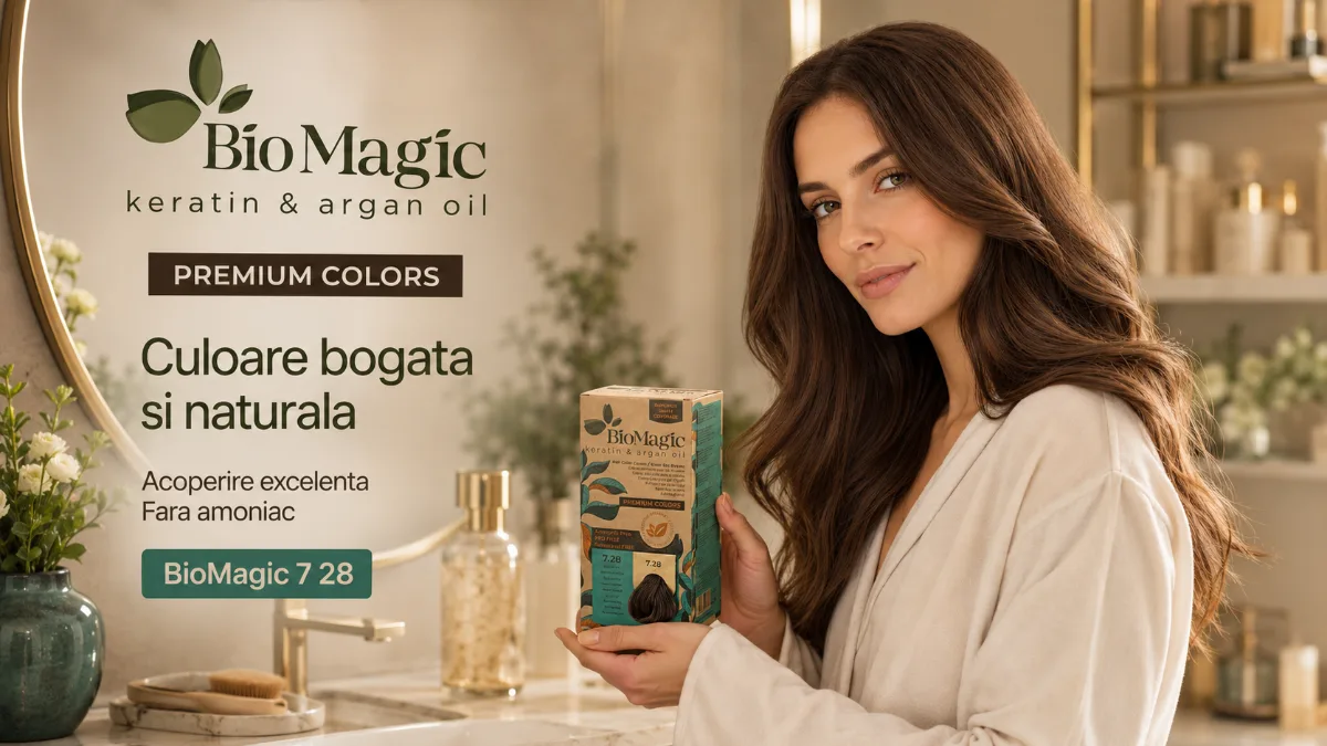 Vopsea de păr permanentă fără amoniac blond perlat bej, BioMagic 7.28 - Vopsea de par