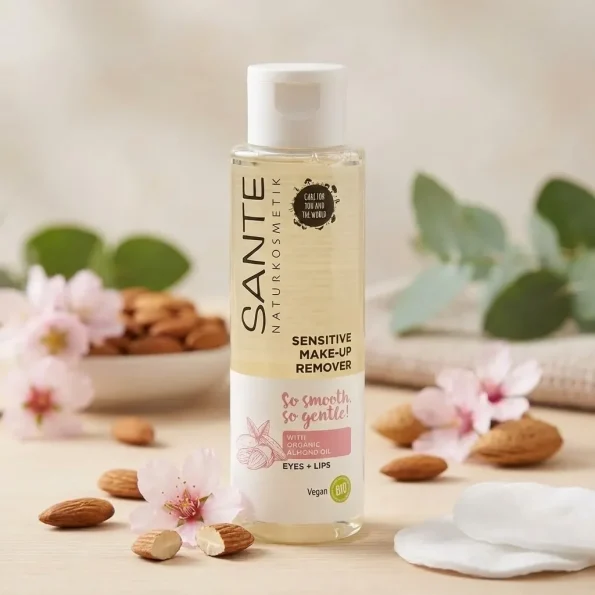 Demachiant bio pentru ochi sensibili și ten cu ulei de migdale, 110ml, Sante