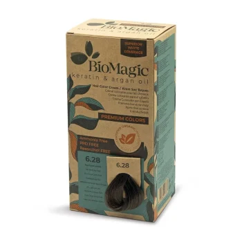 Vopsea de păr blond închis cenușiu perlat, nuanță 6.28, Biomagic, 170 ml