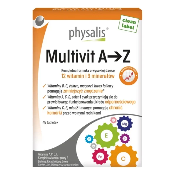 Complex multivitamine și minerale chelatate A-Z, 45 tablete, Physalis