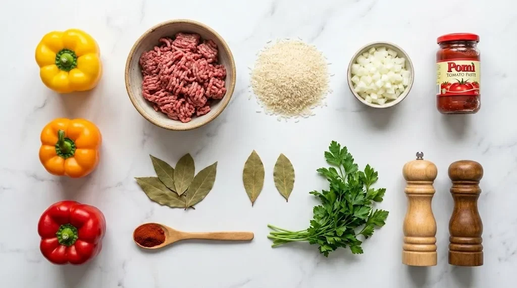 Ardei Umpluți Gata în 15 minute - Rețetă Rapidă cu Carne și Orez