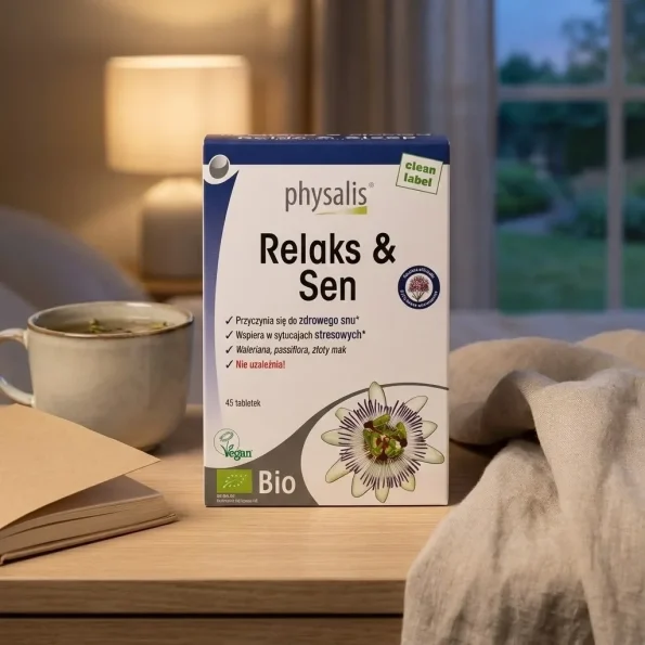 Supliment bio Relax & Sleep cu valeriană și passiflora, 45 tablete, Physalis