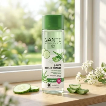 Demachiant bifazic natural cu castravete și apă de trandafiri, 110 ml, Sante