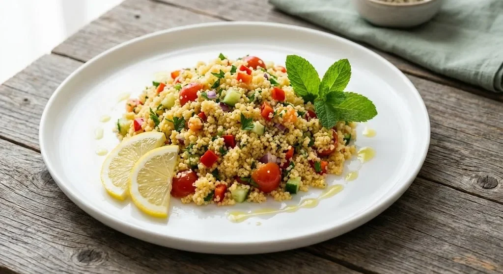 Salată Marocană de Couscous – Rețetă Rapidă de Vară pentru Zile Toride Salată Marocană de Couscous – Rețetă Rapidă de Vară pentru Zile Toride