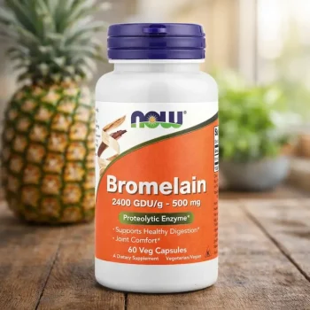 Bromelaină din ananas, 500mg, 60 capsule vegetale, NOW Foods
