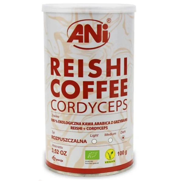 Cafea instant bio cu Reishi și Cordyceps, 100 g, ANI