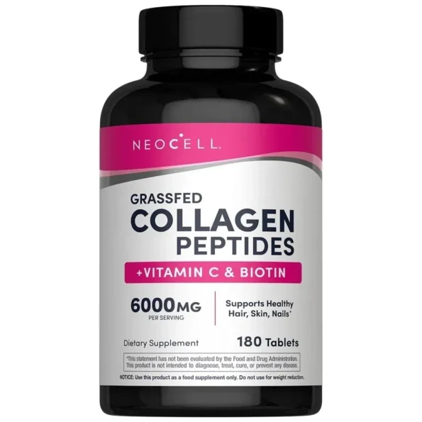 Colagen hidrolizat bovin cu vitamina C și biotină NeoCell 6000 mg 180 tablete