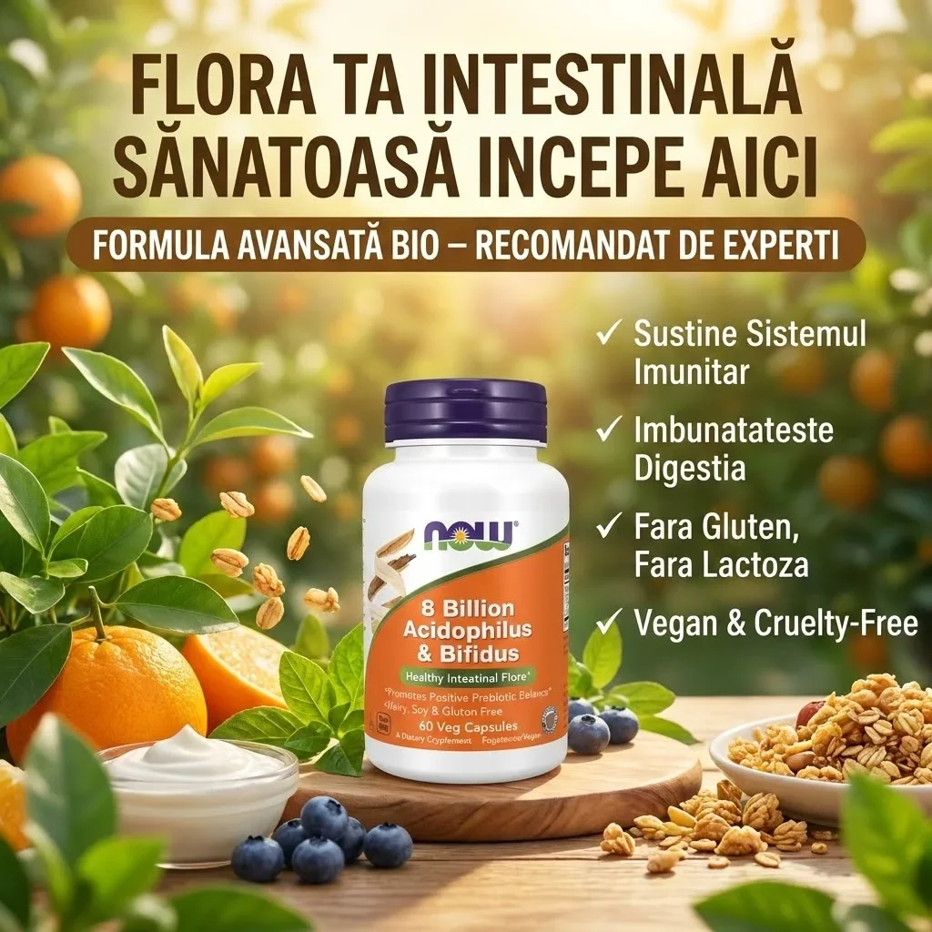 Probiotic 8 Billion Acidophilus and Bifidus, 60 capsule vegetale, Now Foods