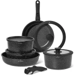 Set oale antiaderente cu mânere detașabile și strat ceramic fără PFAS, Just Perfecto JL-998, 11 piese