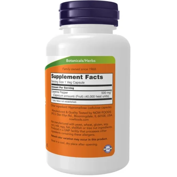 Cayenne 500mg 100 capsule vegetale, NOW Foods