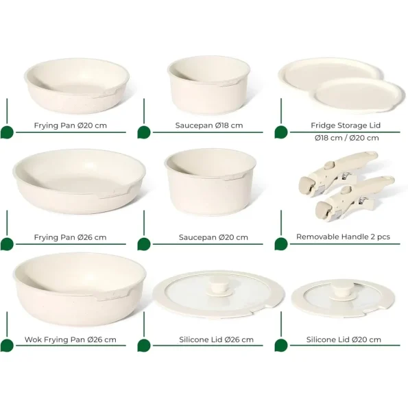 Set de oale cu mâner detașabil și înveliș de granit, 11 piese, Just Perfecto JL-999