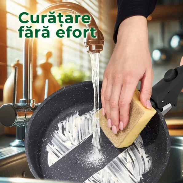 Set oale antiaderente cu mânere detașabile și strat ceramic fără PFAS, Just Perfecto JL-998, 11 piese
