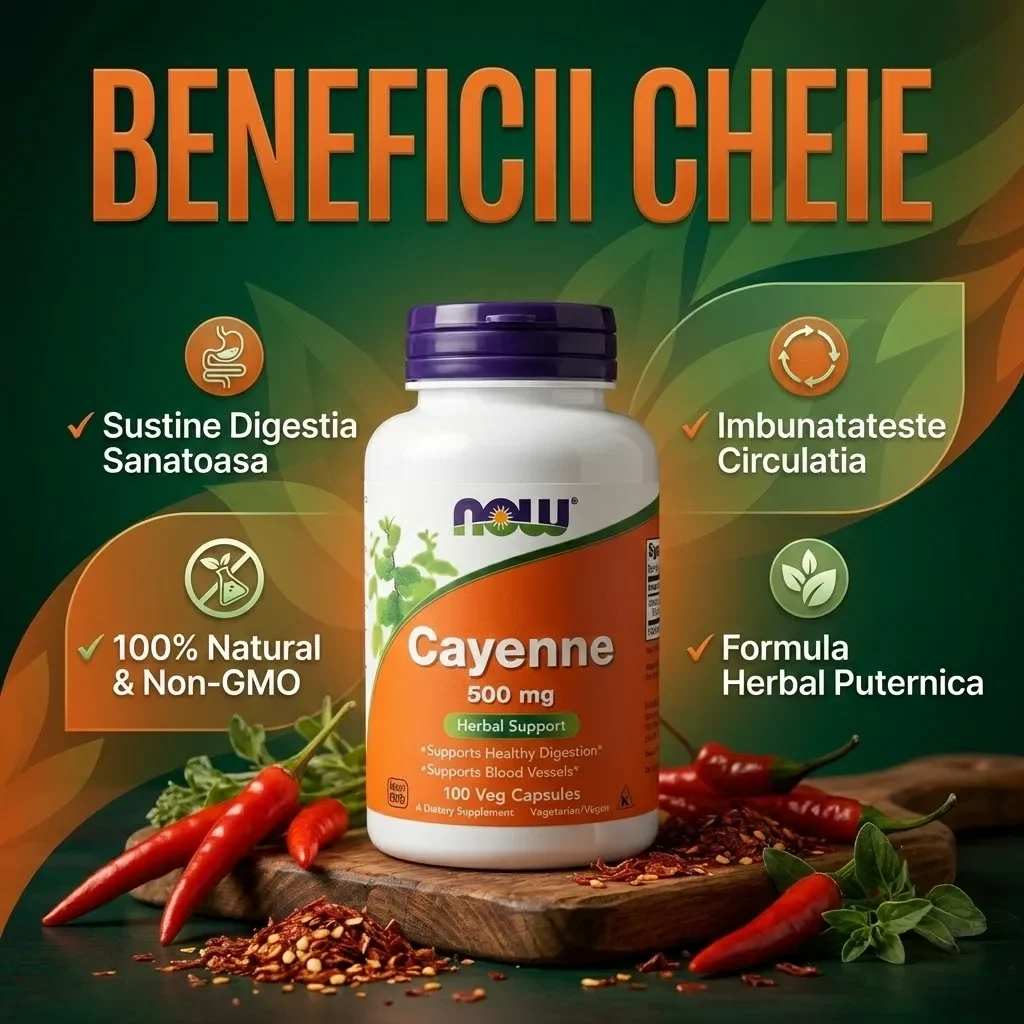 Cayenne 500mg 100 capsule vegetale, NOW Foods