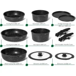 Set oale antiaderente cu mânere detașabile și strat ceramic fără PFAS, Just Perfecto JL-998, 11 piese