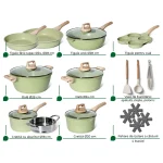 Set de oale inducție 21 piese, granit verde, ușor de curățat JUST PERFECTO JL-723 - Casa si Bucatarie