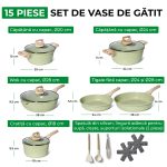 Set oale si cratite inductie 14 piese granit verde cu capac silicon Easy Cook and Clean JUST PERFECTO