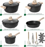 Set de oale pentru inducție cu înveliș din granit negru, 14 piese, Just Perfecto JL-889 - Casa si Bucatarie