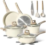 Set oale si cratite inductie 15 piese granit crem cu capac si accesorii Easy Cook and Clean JUST PERFECTO JL-779 - Casa si Bucatarie