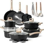 Set de oale 21 piese cu accesorii granit negru, capac silicon Easy Cook and Clean JUST PERFECTO - Casa si Bucatarie