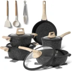 Set de oale pentru inducție cu înveliș din granit negru, 14 piese, Just Perfecto JL-889 - Casa si Bucatarie