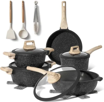 Set de oale pentru inducție cu înveliș din granit negru, 14 piese, Just Perfecto JL-889 - Casa si Bucatarie