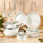 Set complet oale si cratite inductie granit ceramic bej, 21 piese, Just Perfecto JL-721 - Casa si Bucatarie