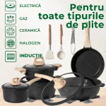 Set de oale pentru inducție cu înveliș din granit negru, 14 piese, Just Perfecto JL-889 - Casa si Bucatarie