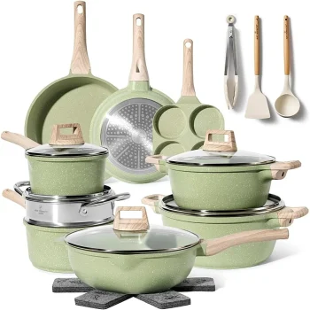 Set de oale inducție 21 piese, granit verde, ușor de curățat JUST PERFECTO JL-723 - Casa si Bucatarie