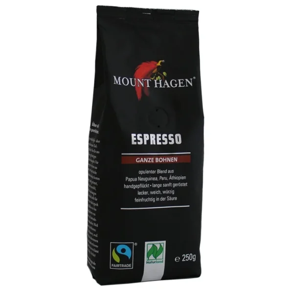 Cafea Arabica 100% espresso boabe Bio BIO 250 g Mount Hagen Cafea Arabica 100% espresso boabe Bio BIO 250 g Mount Hagen - Cafea verde proaspăt prăjită