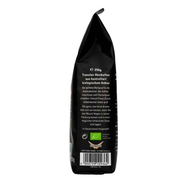 Cafea Arabica 100 % boabe de cafea din Fair Trade Bio 250 g Mount Hagen - Băuturi naturale sucuri