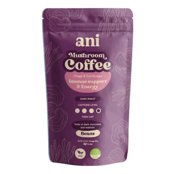 Cafea boabe 100% Arabica cu ciuperci chaga și cordyceps bio, 350 g, ANI