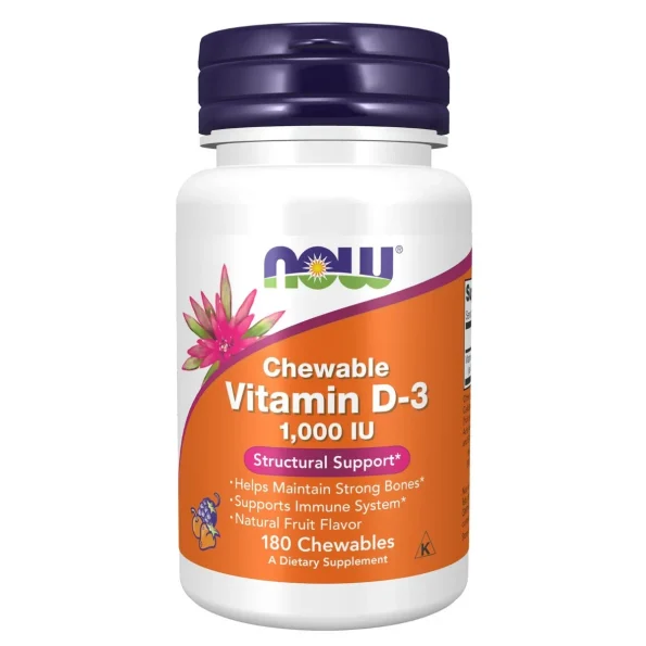 Vitamina D-3 1000 IU mestecabilă colecalciferol, NOW Foods, 180 tablete Vitamina D-3 1000 IU mestecabilă colecalciferol, NOW Foods, 180 tablete