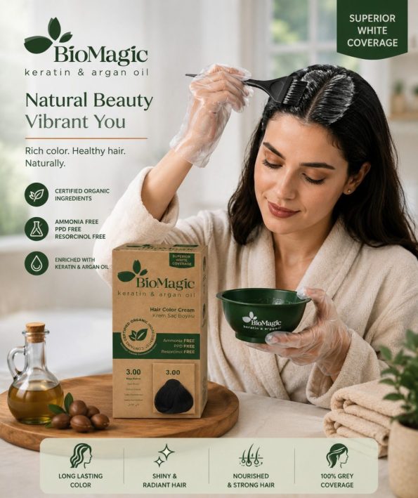 Vopsea de par Biomagic 3.00, maro inchis, fara amoniac, 250 g